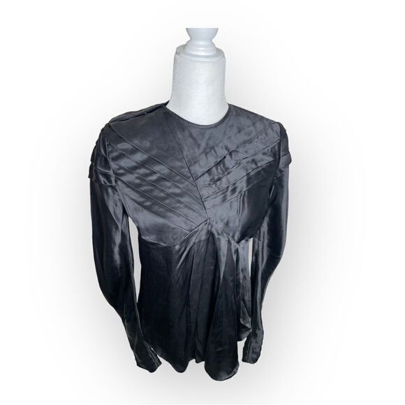 Proenza Schouler Black Silk Long Sleeve Detail Blouse - Picture 8 of 15
